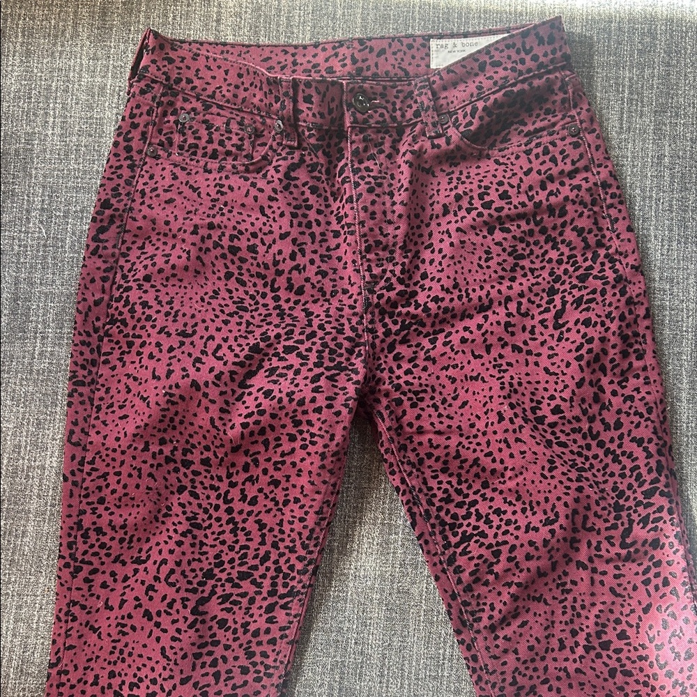 rag & bone Pink and Black Leopard Print Jeans